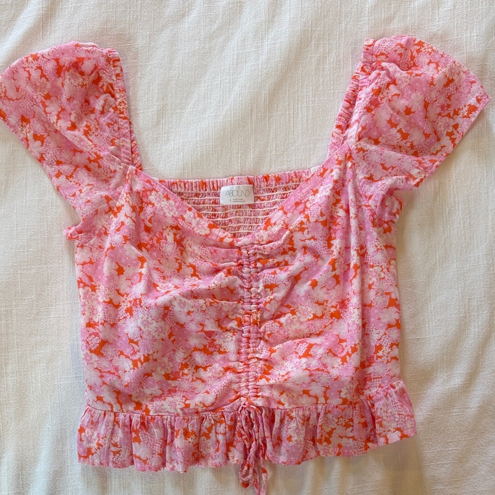 Abound Pink and Orange Floral Top 🌸